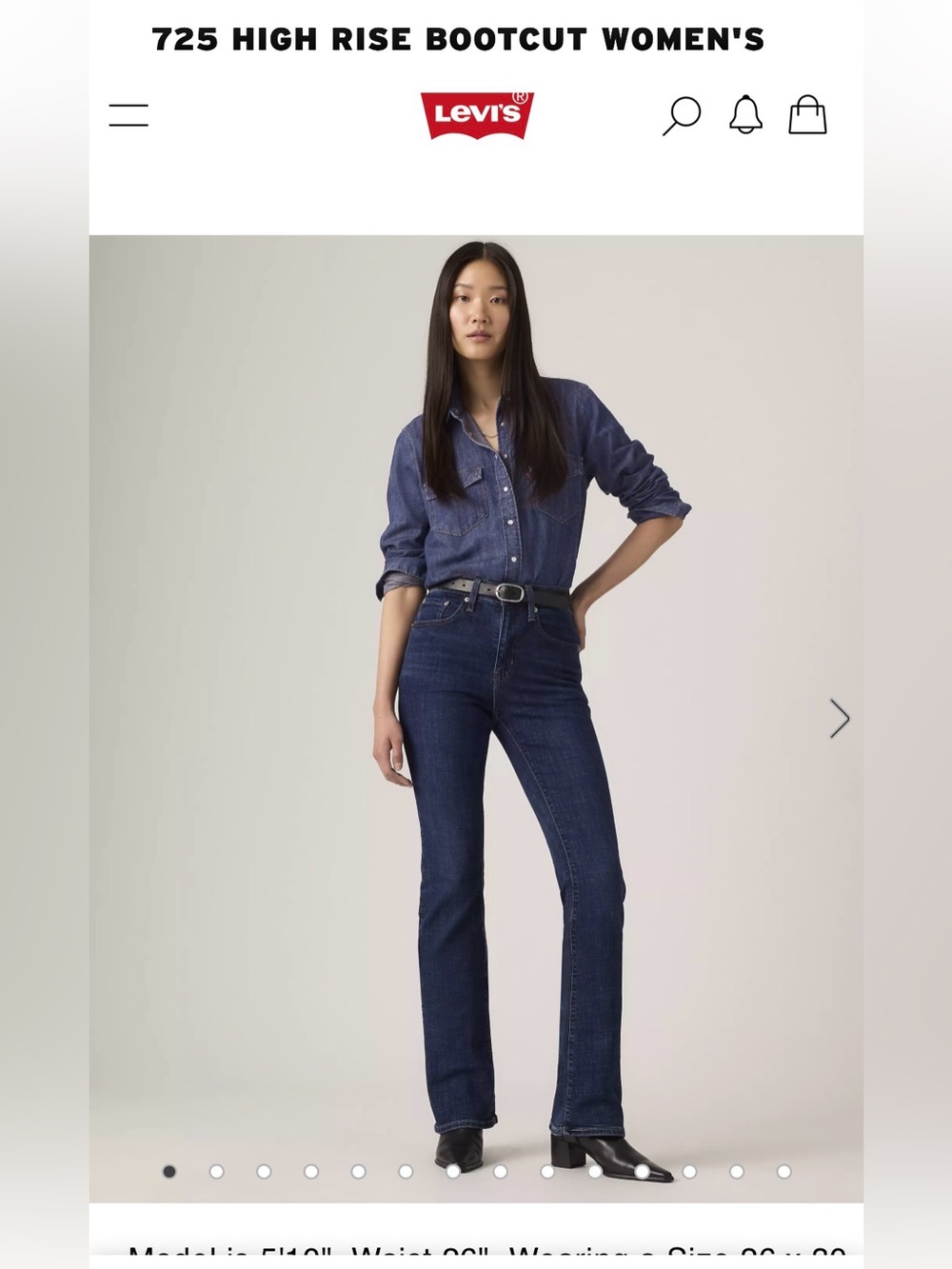 Levi's 725 High Rise Bootcut Jeans - Dark Blue. Size 31x30. NWT